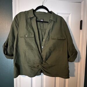 INC International Concepts Green Relaxed Button Down Shirt